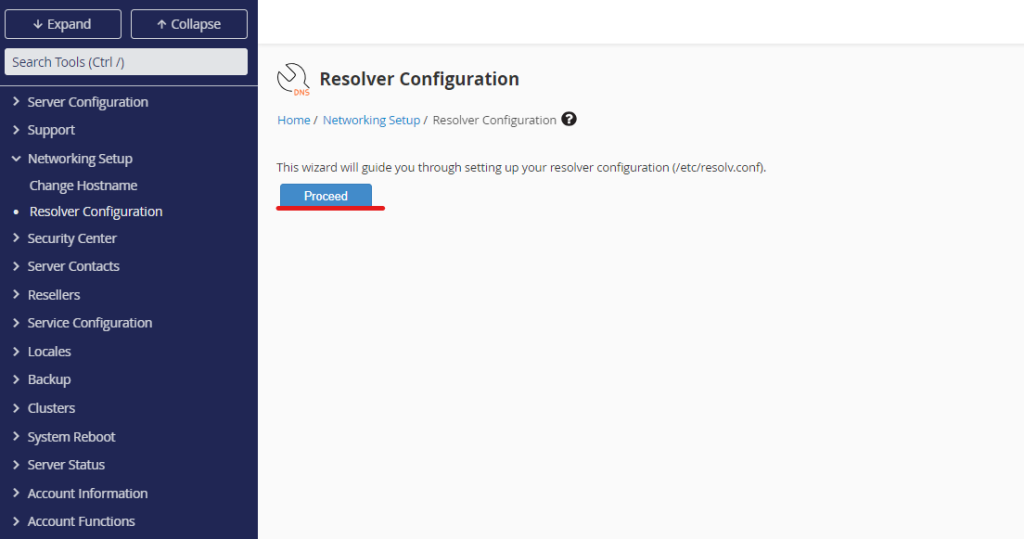 Proceed in resolver configuration