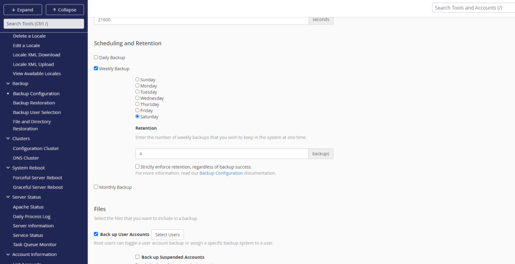 Setting a Backup Schedule