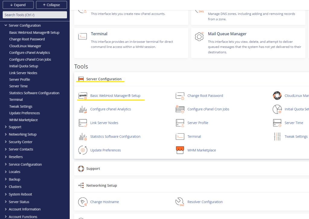 basic webhost manager - setup
