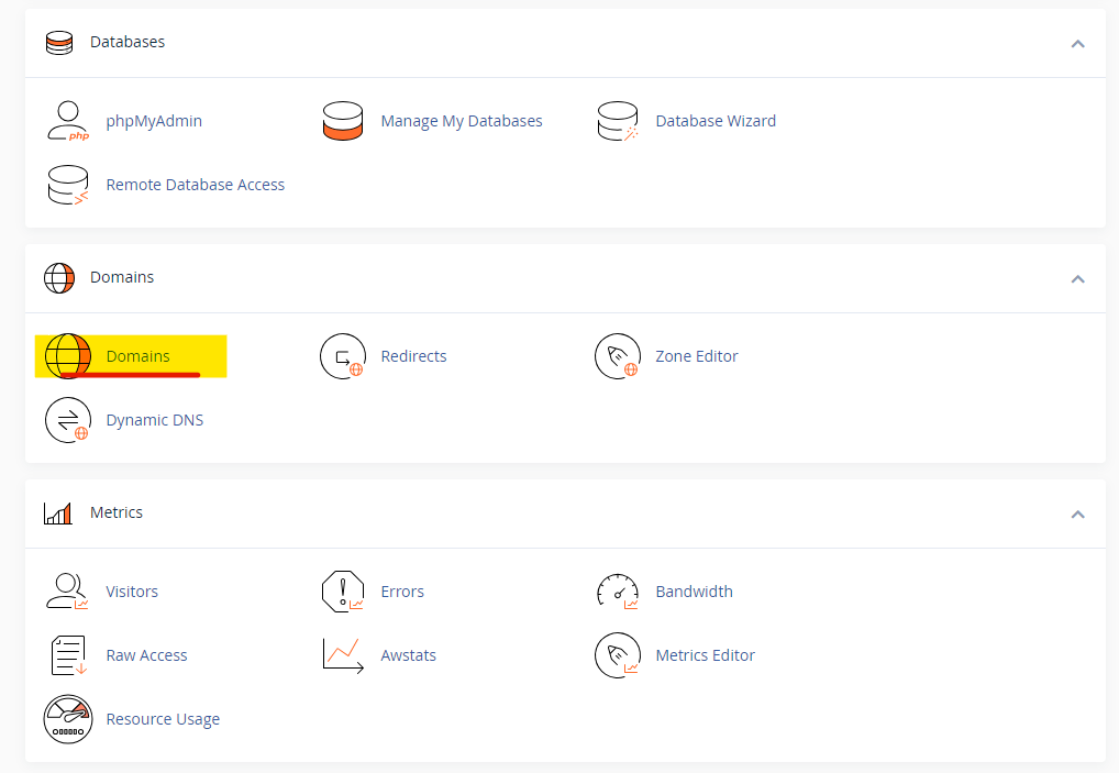 domains in cpanel
