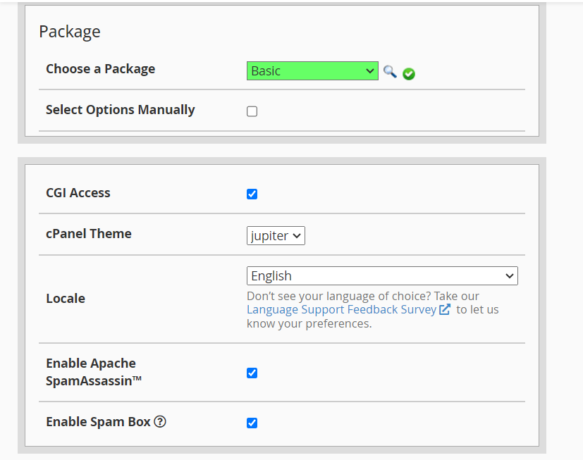 package - Creating a New Account