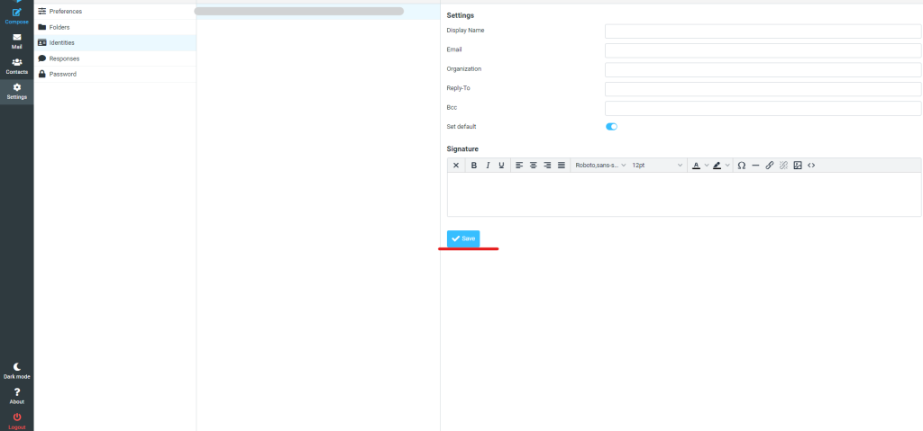 Save the Signature in webmail