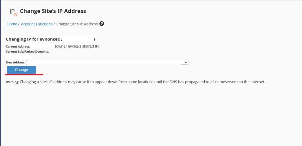 change the IP address